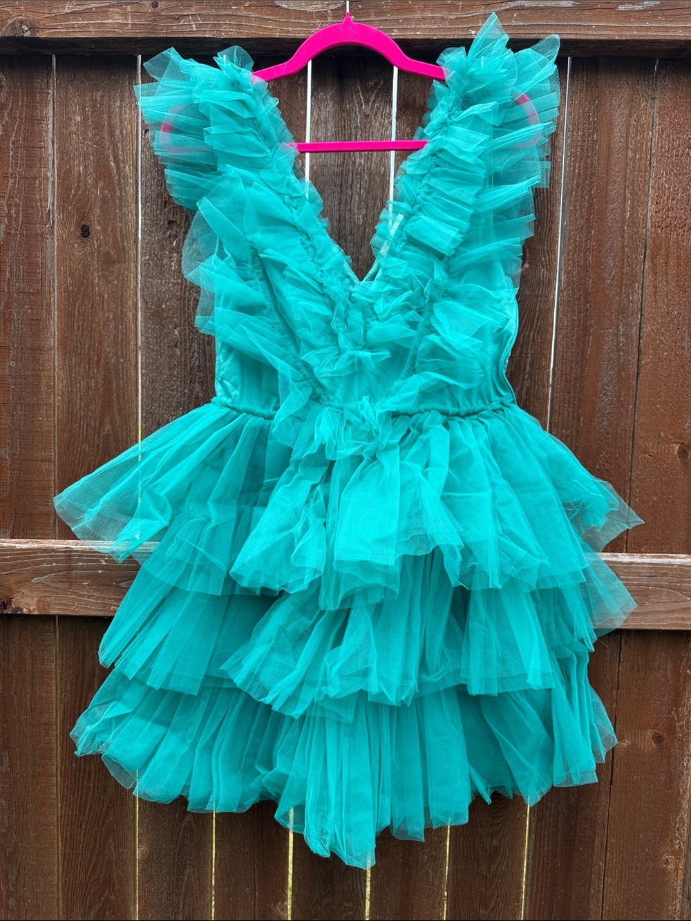 Ruffled Teal Tulle Prom Dress - Elegant Tiered Evening Gown